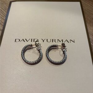 David Yurman Silver Hoop Earrings 3/4 in